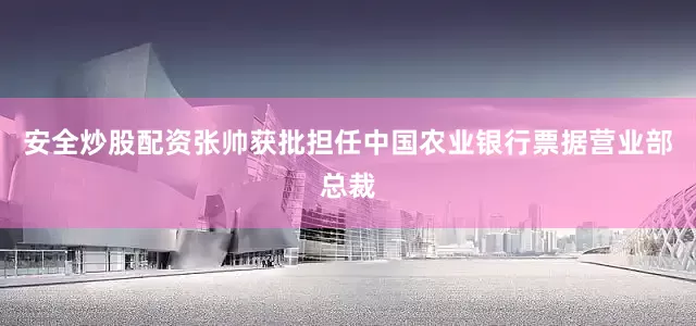安全炒股配资张帅获批担任中国农业银行票据营业部总裁